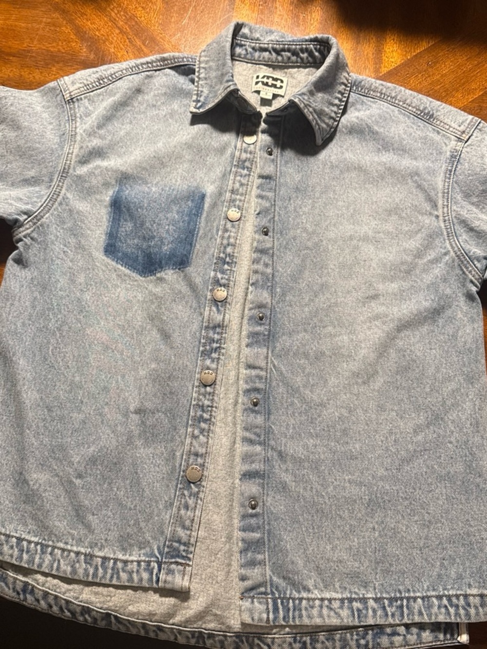 Ksubi Washed Light Blue Denim Jacket with Chest Pocket